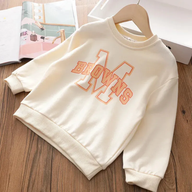 Girls Cartoon Cute Casual Round Neck Hoodie Childrens Girls Clothing For Autumn Cotton Versatile Fashion Kids Girl Pullover Top