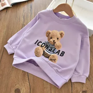 Girls Cartoon Cute Casual Round Neck Hoodie Childrens Girls Clothing For Autumn Cotton Versatile Fashion Kids Girl Pullover Top