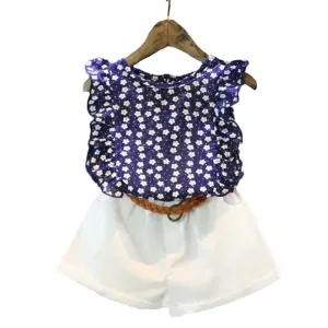 Girls Clothes Girls Clothing Sets Kids Clothes Cartoon Children Clothing flower Tops Shorts clothing set