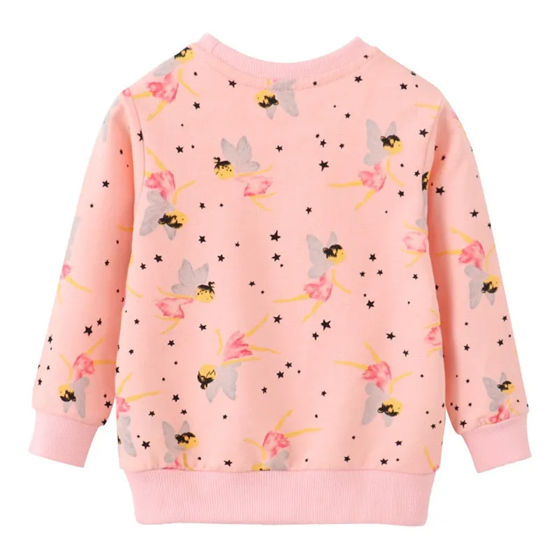 Girls Fairy Print Cotton Sweatshirt - Pink
