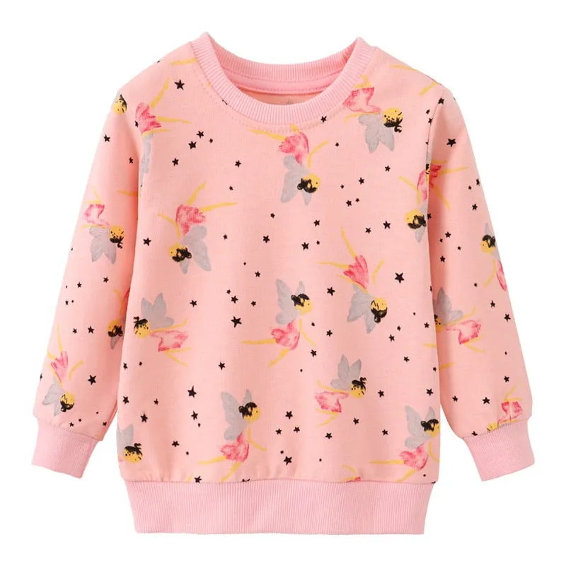 Girls Fairy Print Cotton Sweatshirt - Pink