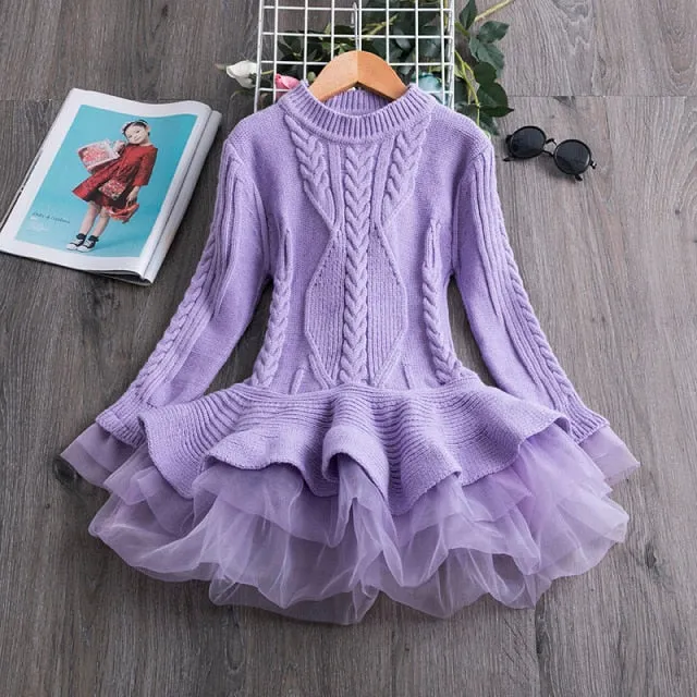 Girls Knitting Sweater Winter  Autumn Full Sleeve Elk Christmas Dress