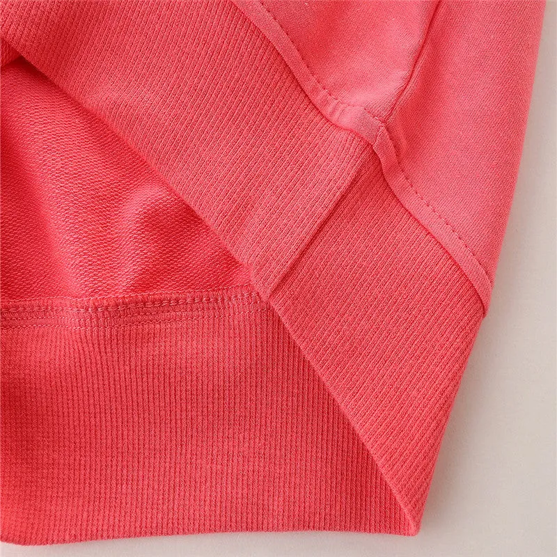 Girls Long Sleeve Cartoon Rainbow Cotton Sweatshirt - Hot PInk