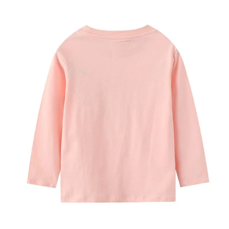Girls Peachy Cat Print Long Sleeve Cotton Top