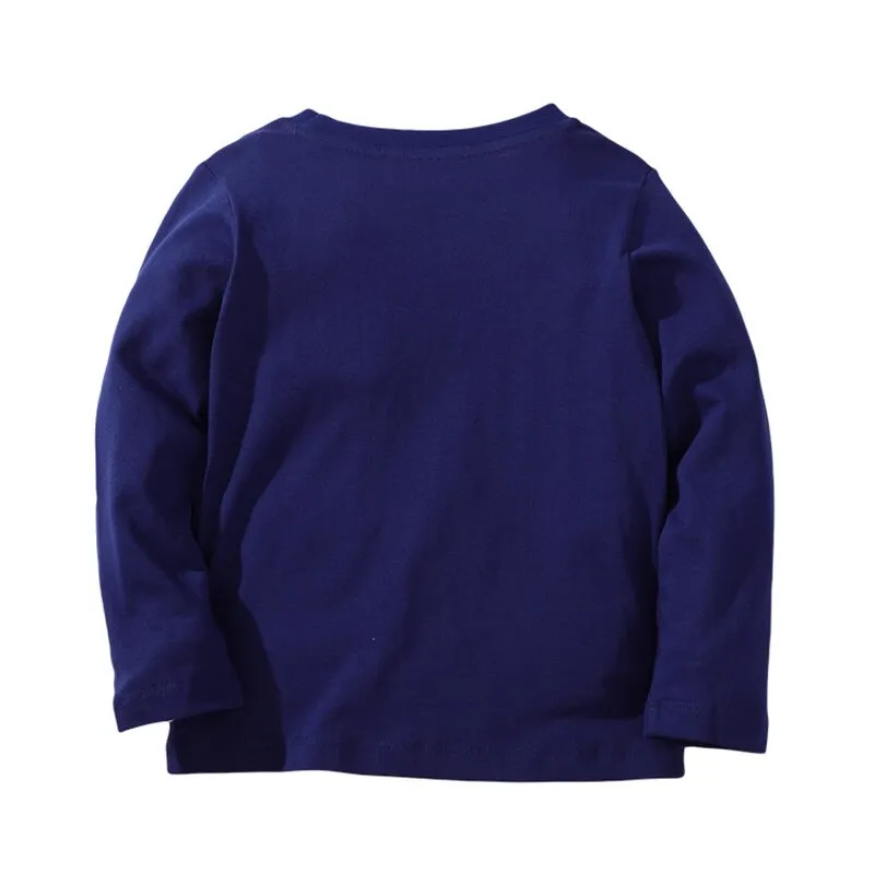 Girls The Eiffel Tower Print Long Sleeve Cotton Top - Navy Blue