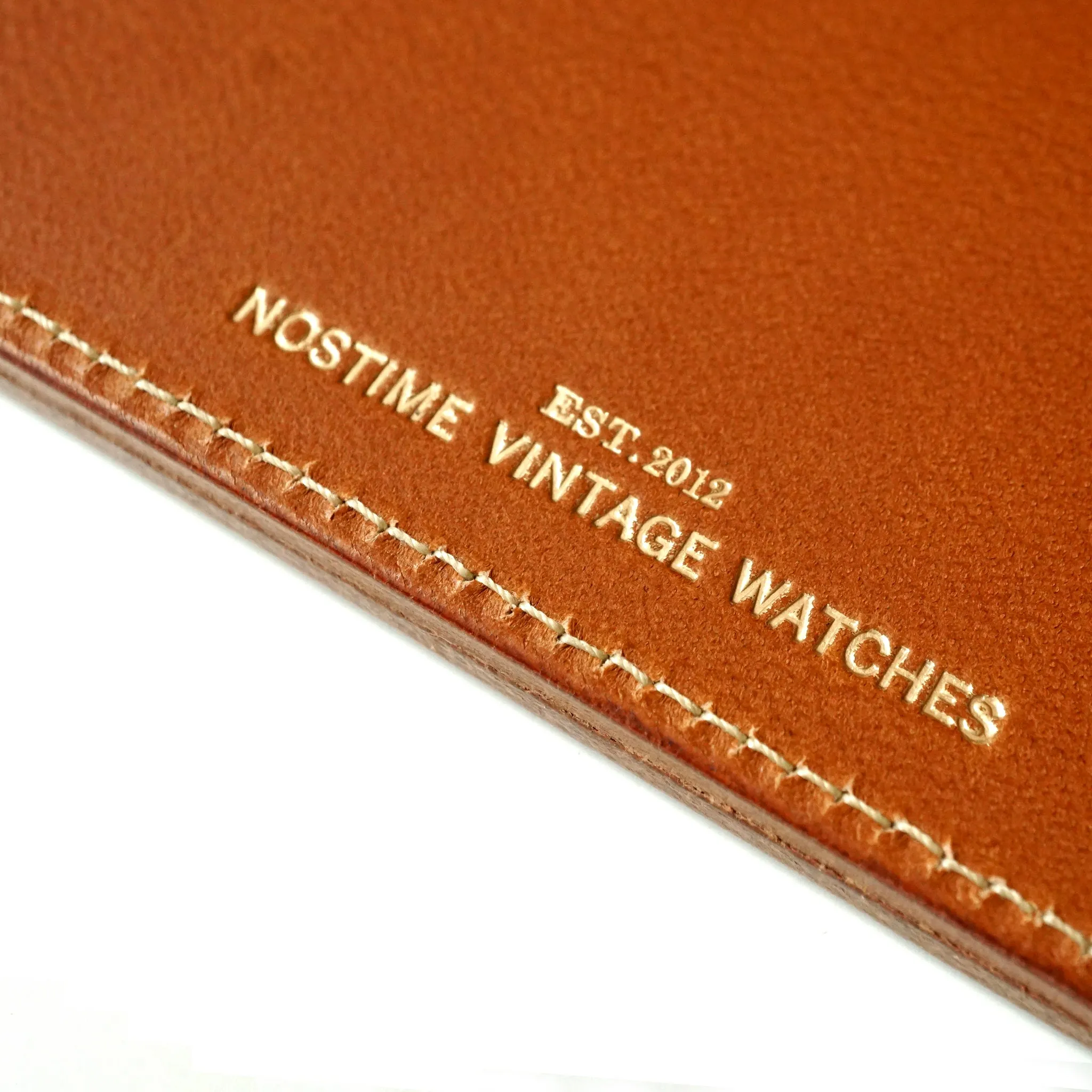 GOLD TAN LEATHER SINGLE WATCH TRAY