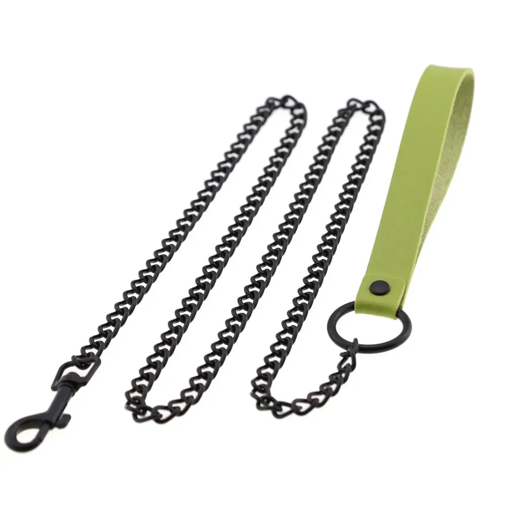 Gothic Leather Heart Collar Choker with Metal Chain - Punk Style