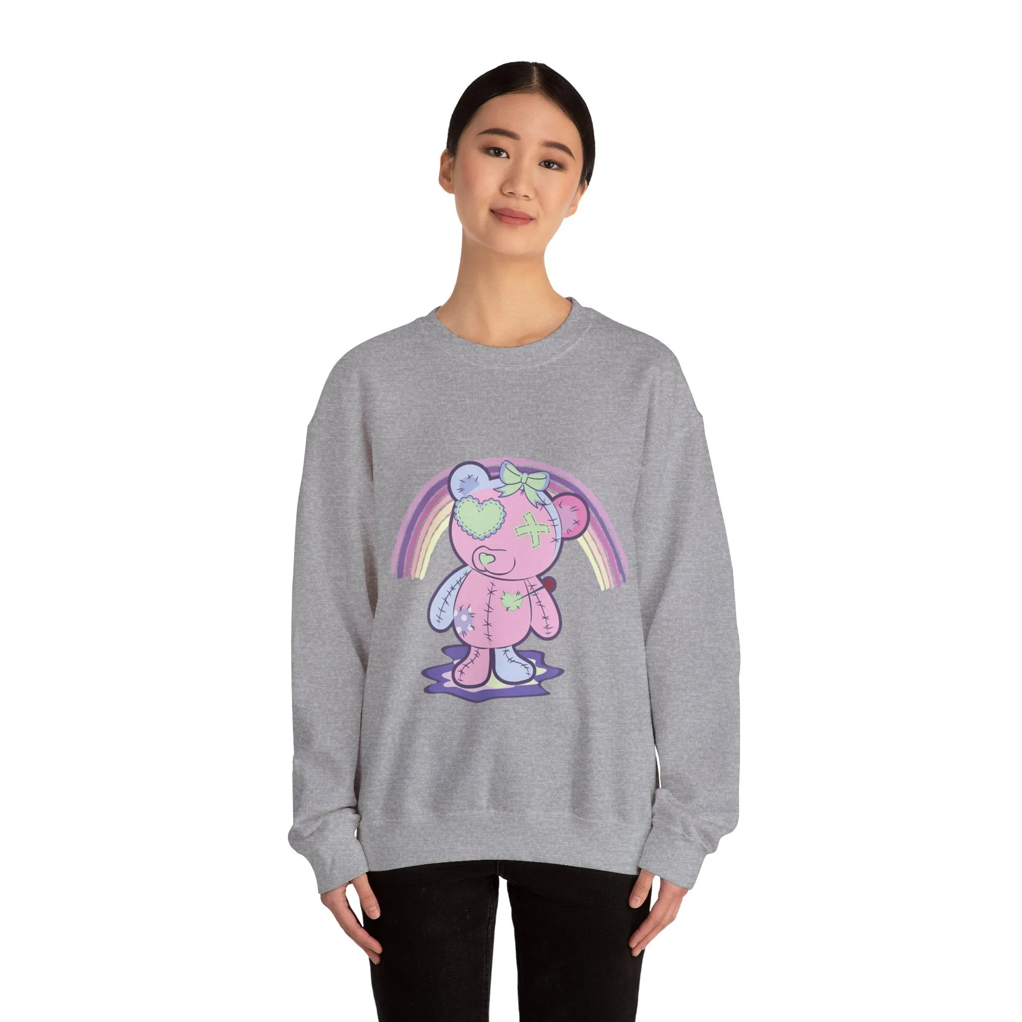 Green Heart Eye Teddy Bear Sweatshirt