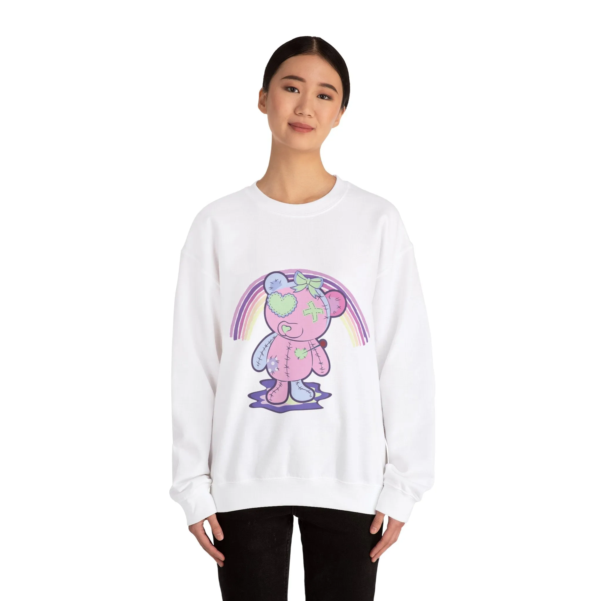 Green Heart Eye Teddy Bear Sweatshirt