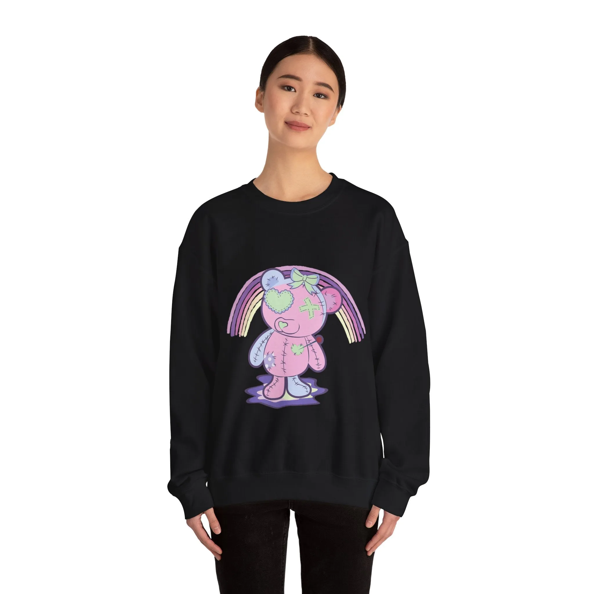 Green Heart Eye Teddy Bear Sweatshirt