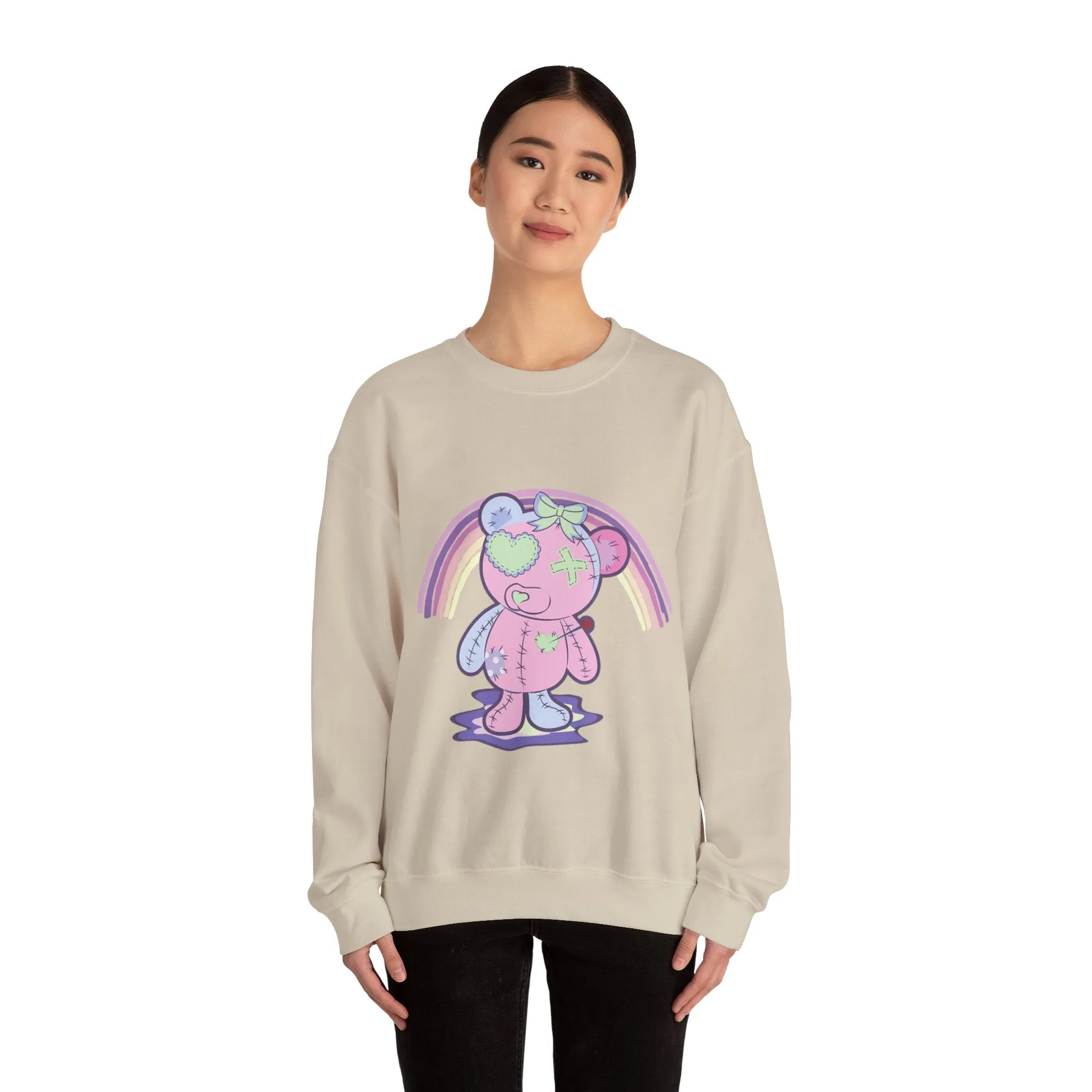 Green Heart Eye Teddy Bear Sweatshirt
