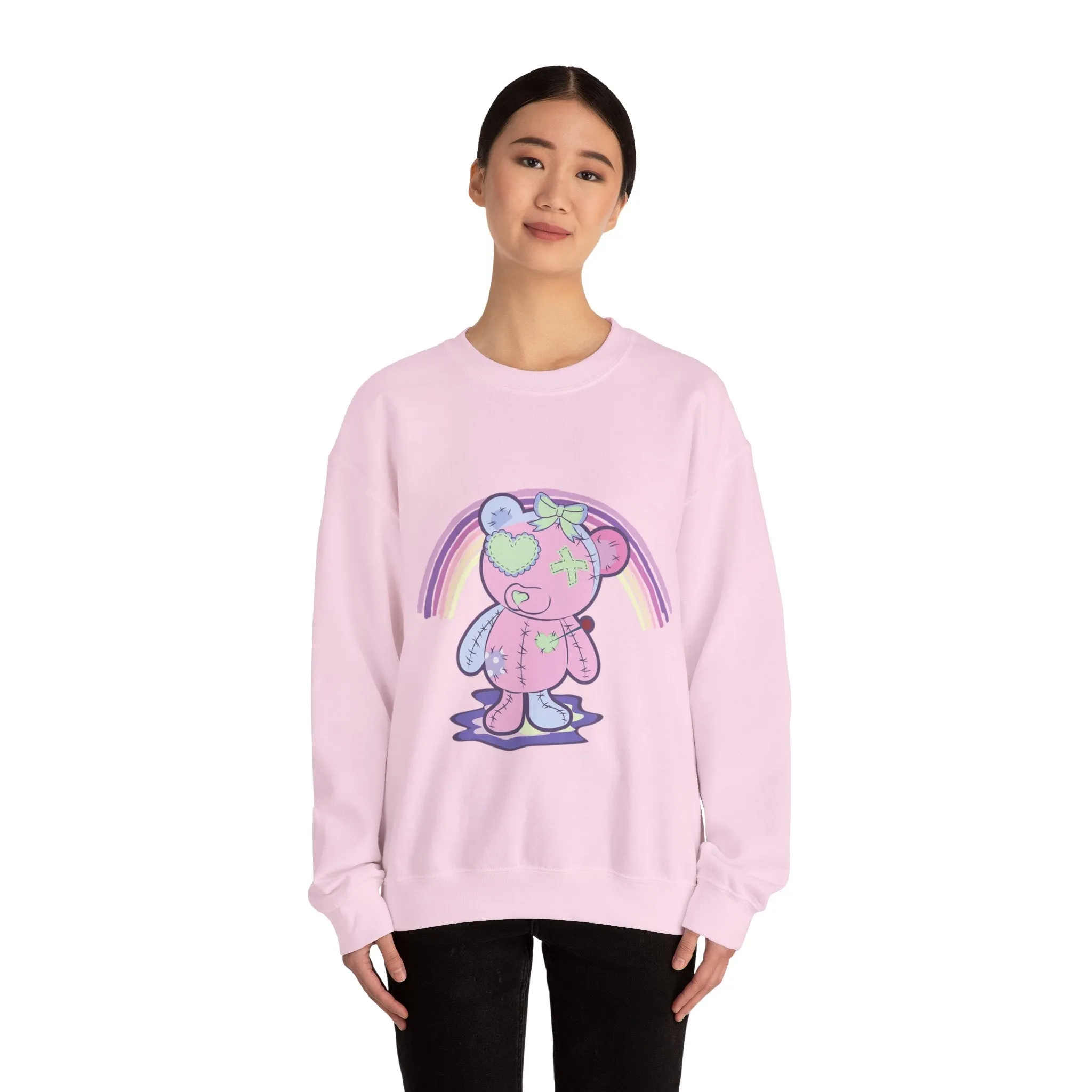 Green Heart Eye Teddy Bear Sweatshirt