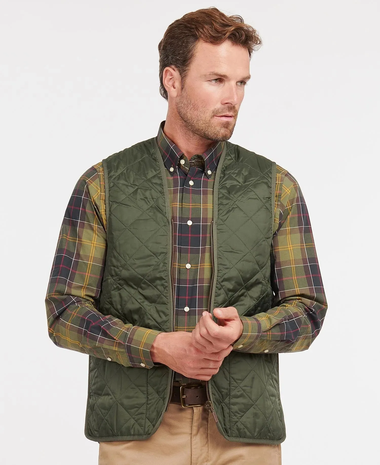Green Quilted Zip Liner