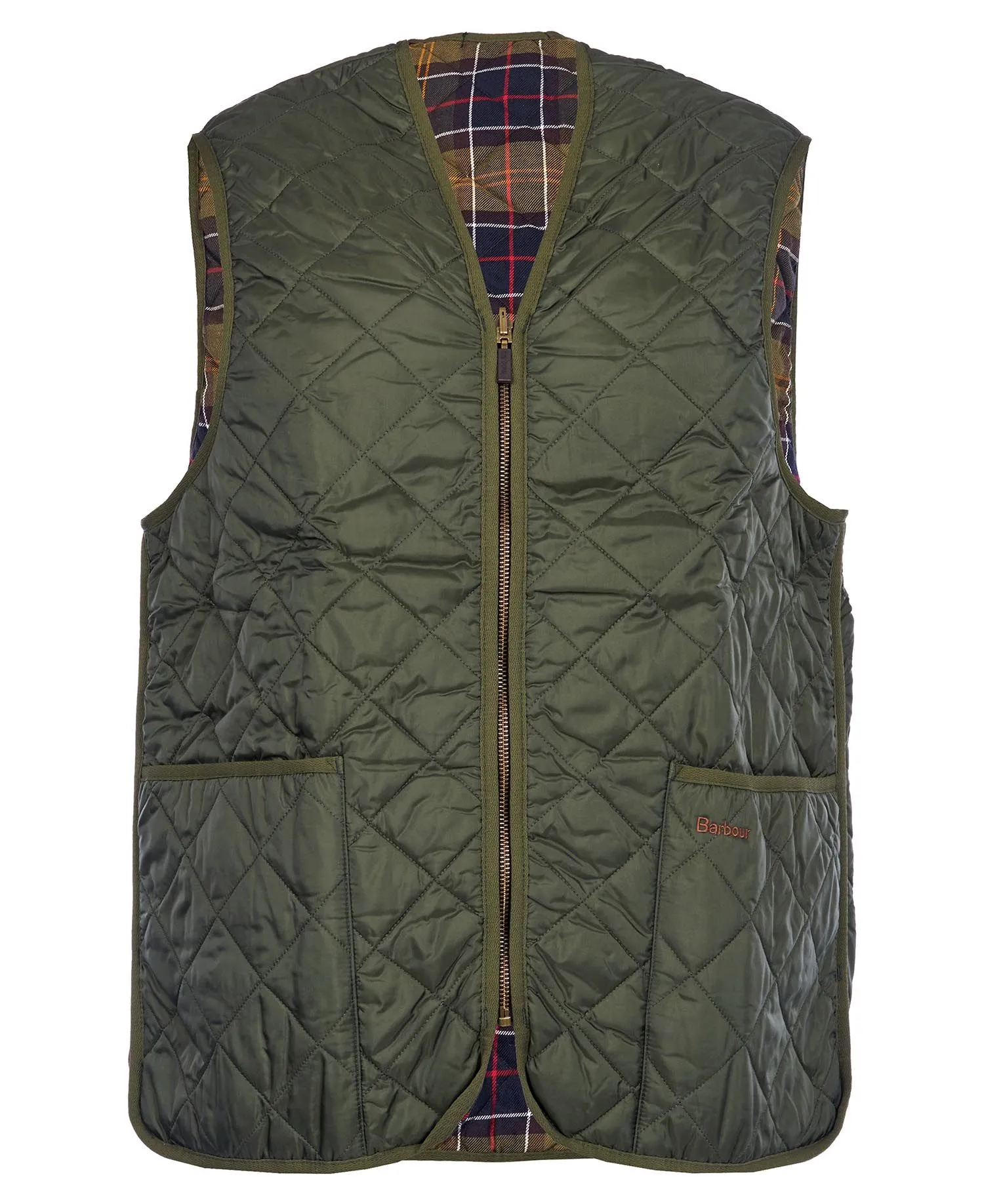 Green Quilted Zip Liner