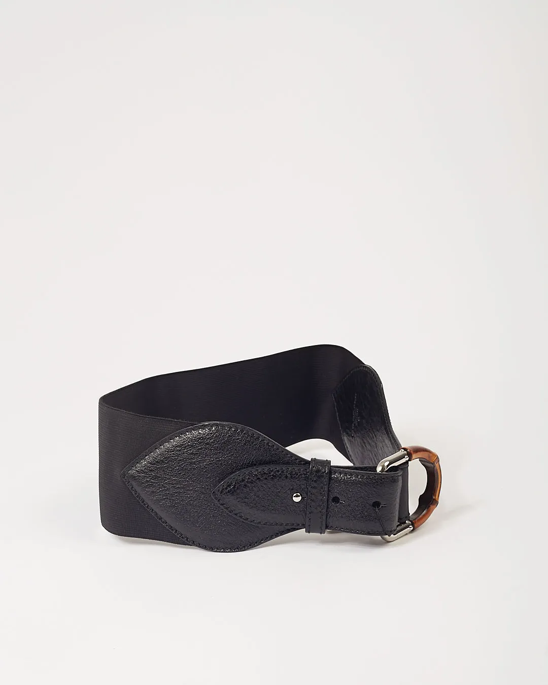 Gucci Black Leather Bamboo Buckle Belt - 65