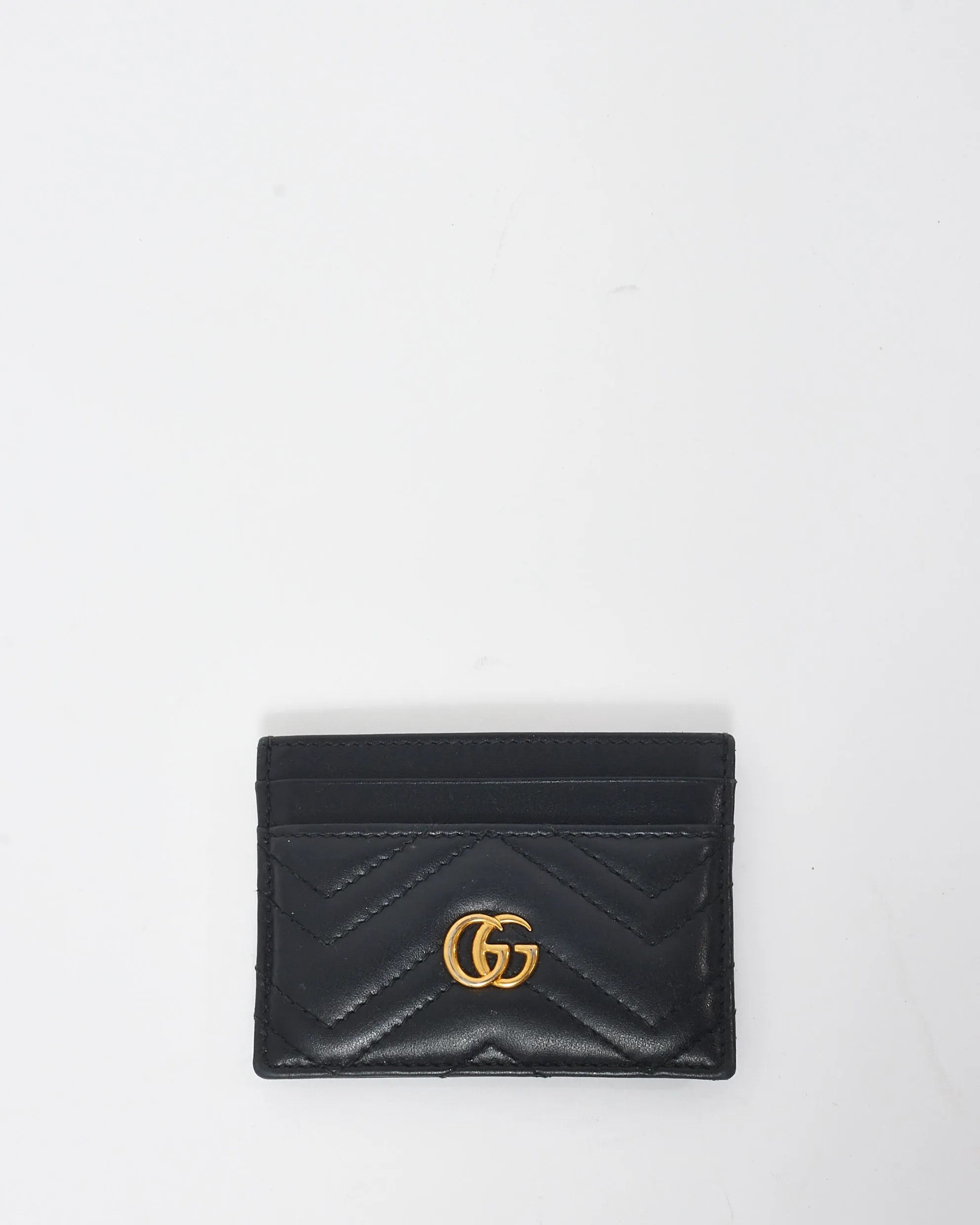 Gucci Black Leather GG Marmont Card Holder