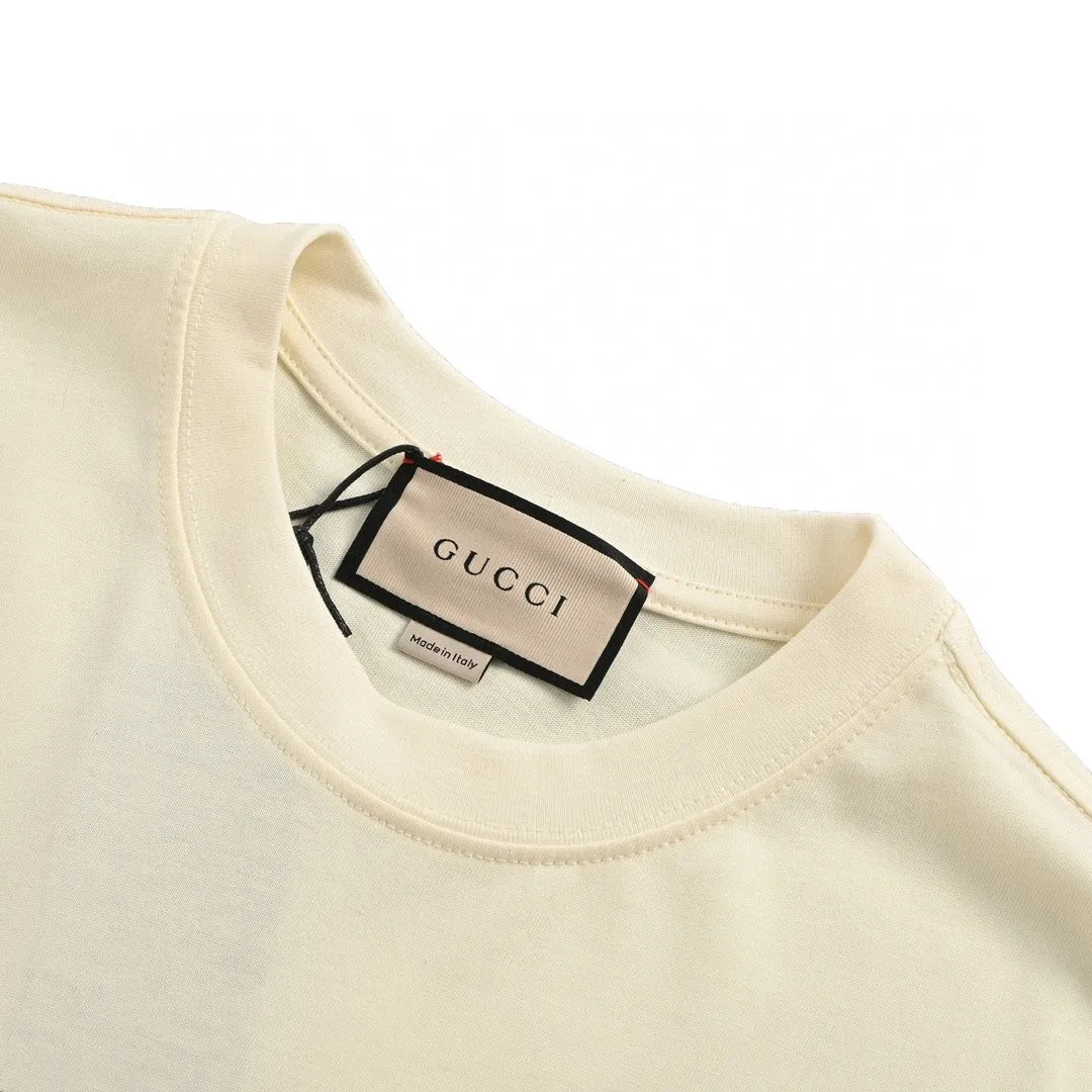 Gucci Cream T-Shirt with Dragon Cartoon