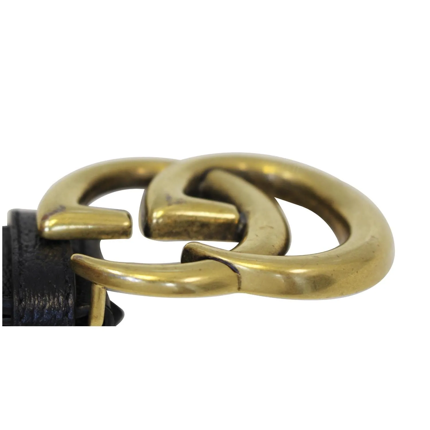 GUCCI Double G Buckle Leather Belt Black Size 41