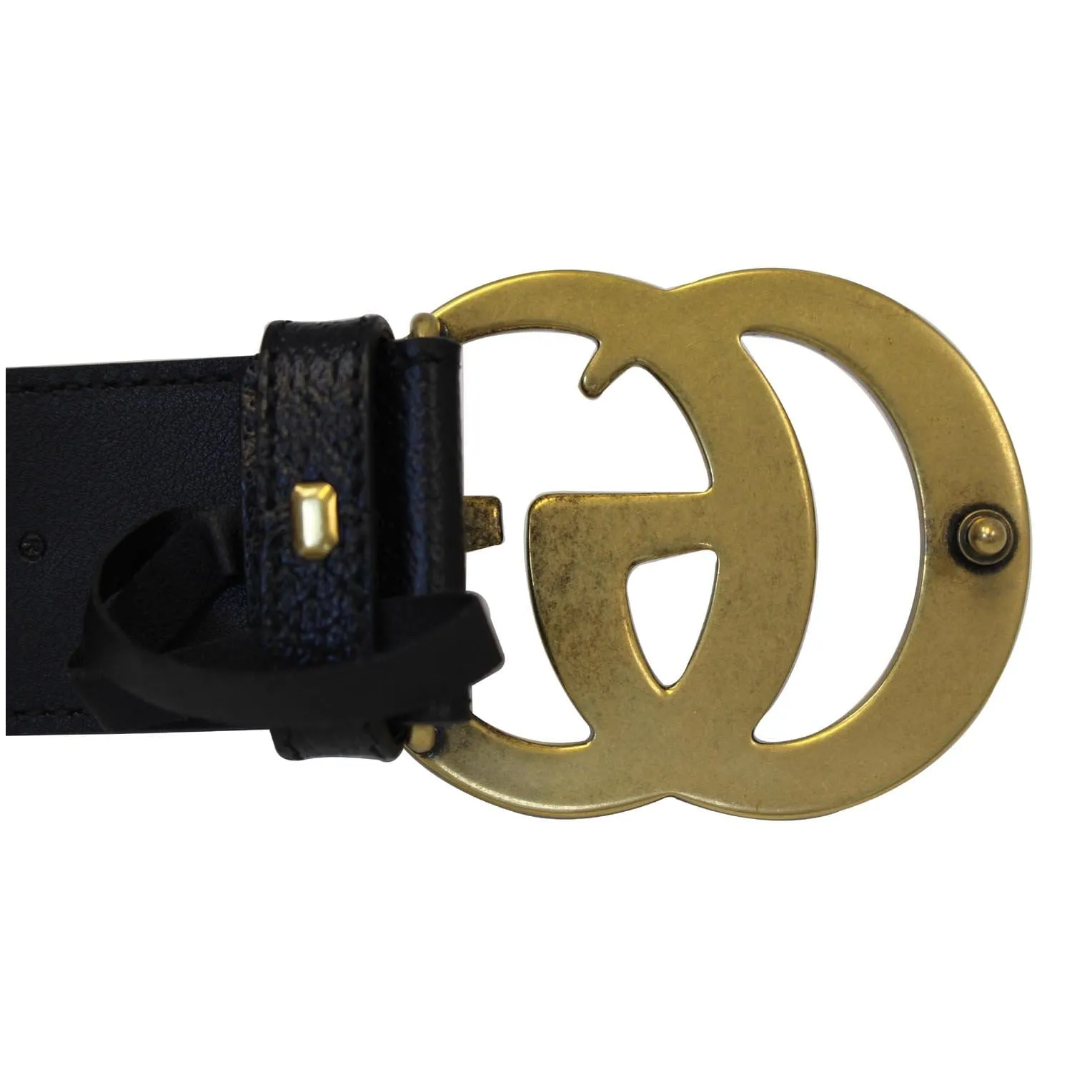 GUCCI Double G Buckle Leather Belt Black Size 41