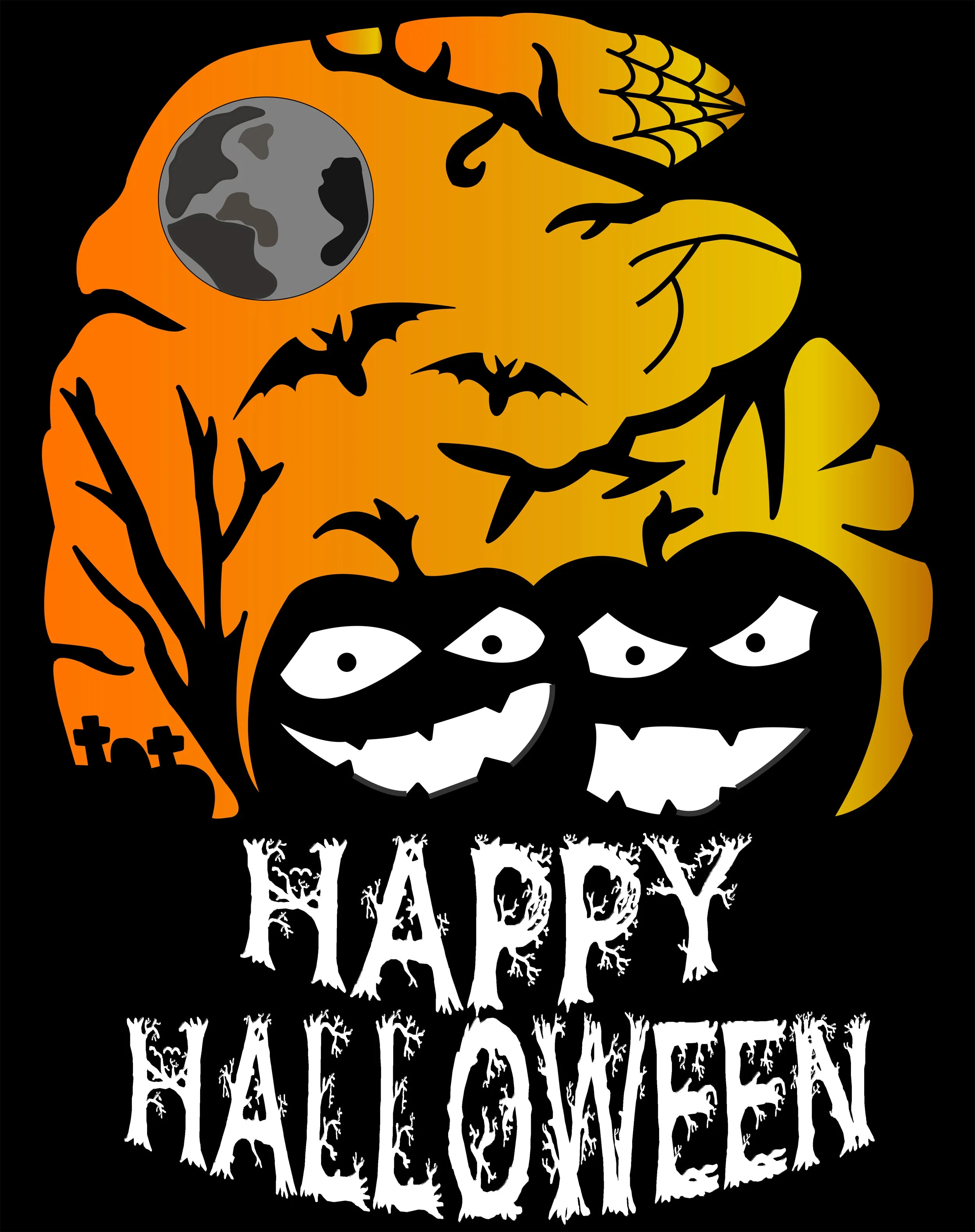 Halloween Hipster Happy Official Women's T-shirt (Black)