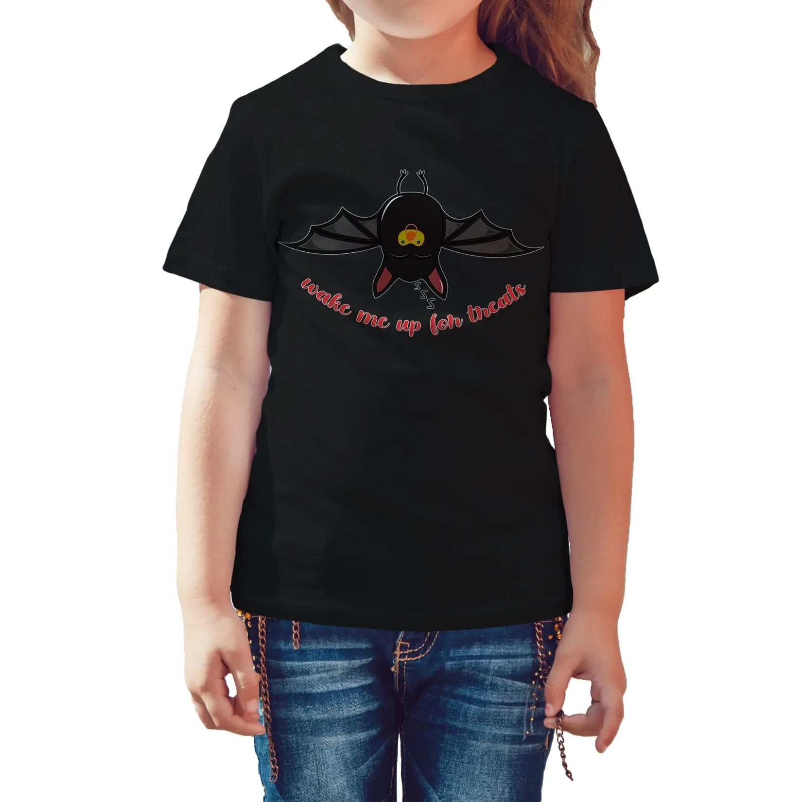 Halloween Hipster Wake Me Up For Treats Official Kid's T-shirt (Black)