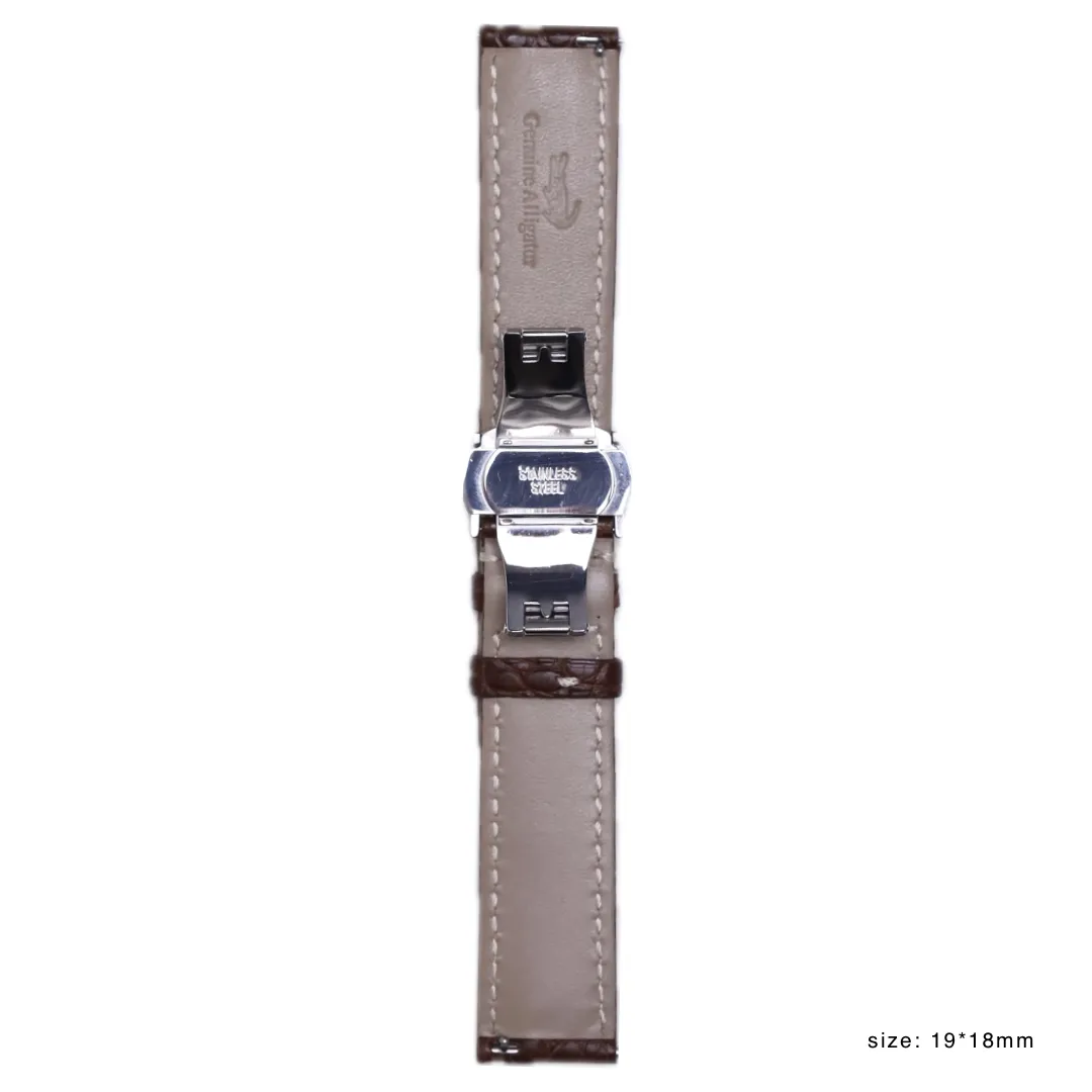 Handmade authentic crocodile brown leather band size 19*18