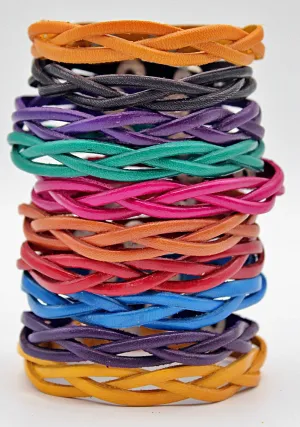 Handmade Genuine Leather Slim Colorful Woven Bracelet (12 pack/ $4 ea.)