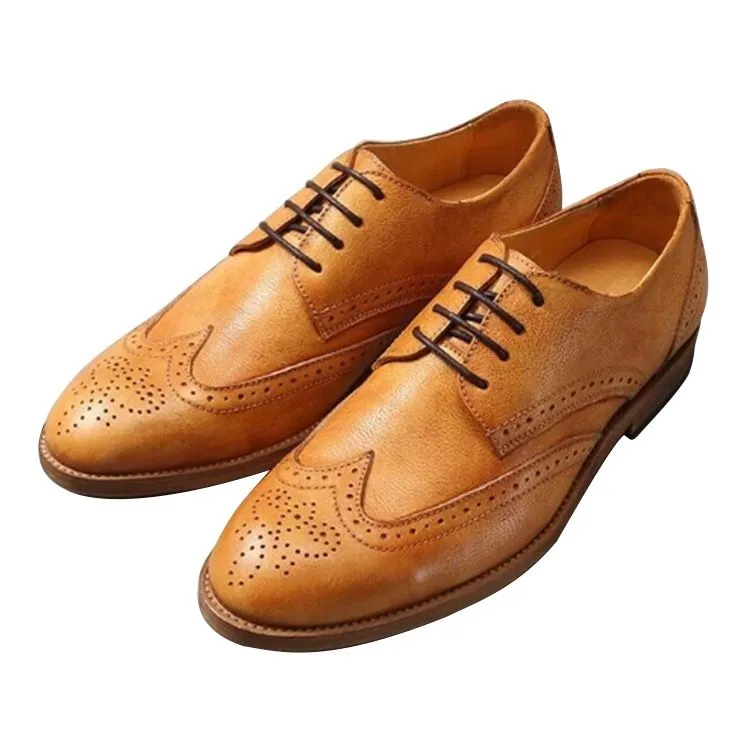 Handmade Leather Brogue Derby Shoes for Men
