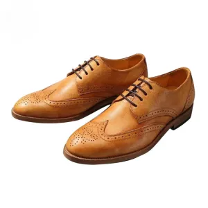 Handmade Leather Brogue Derby Shoes for Men