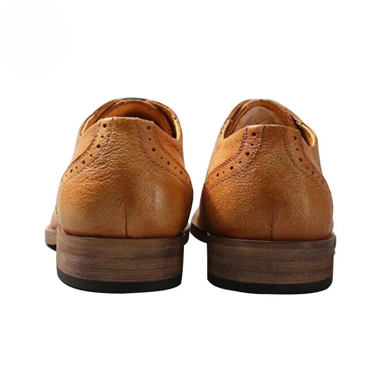 Handmade Leather Brogue Derby Shoes for Men