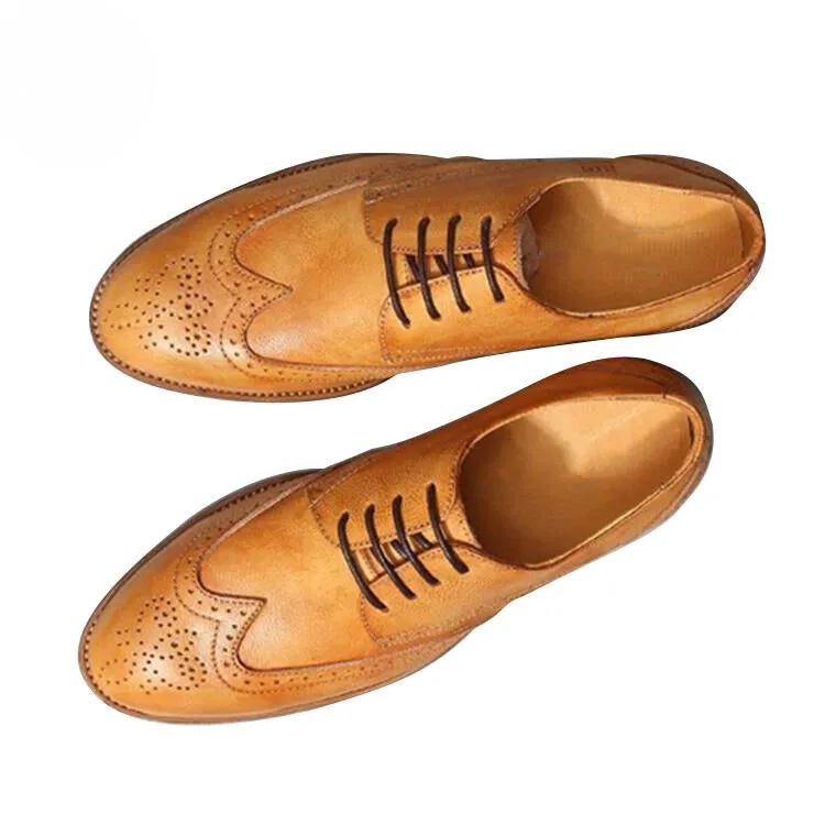 Handmade Leather Brogue Derby Shoes for Men