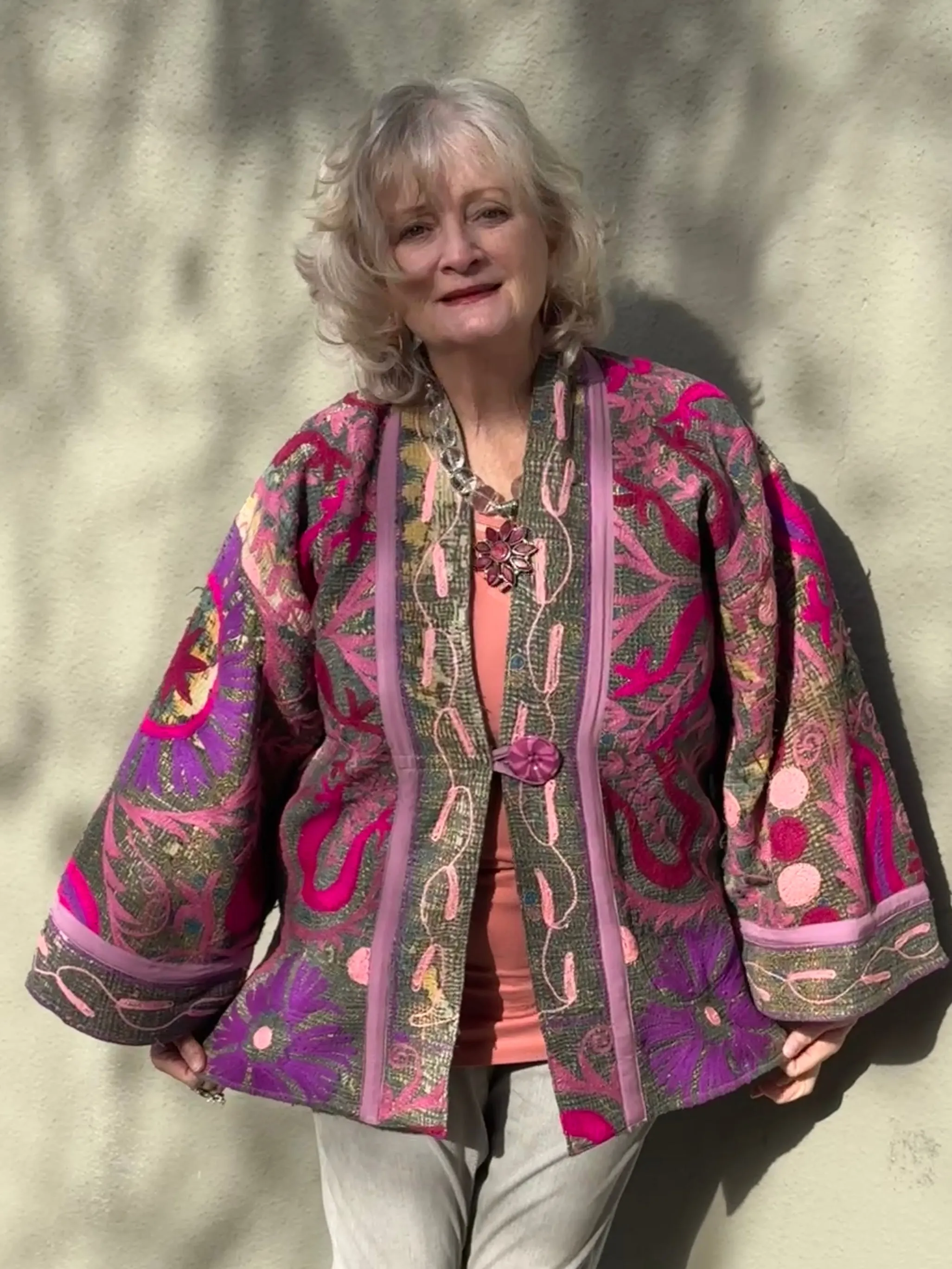 HARDLY GRAY SHABBY CHIC QUILTED KIMONO