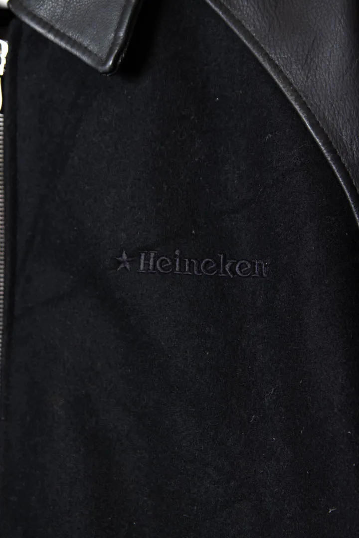 Heineken Leather Wool Bomber Jacket (XL)