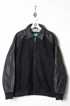Heineken Leather Wool Bomber Jacket (XL)