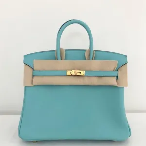 Hermès Birkin 25 Bleu Atoll Swift Gold Hardware GHW
