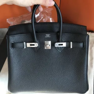 Hermès Birkin 25 Noir (Black) Togo Palladium Hardware PHW