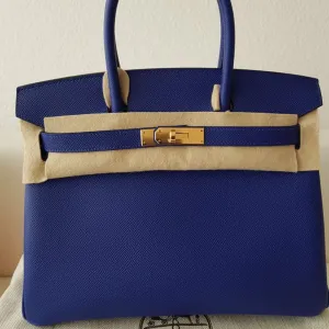 Hermès Birkin 30 Bleu Electrique Epsom Gold Hardware GHW