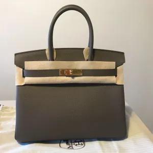 Hermès Birkin 30 Gris Etain Epsom Gold Hardware GHW