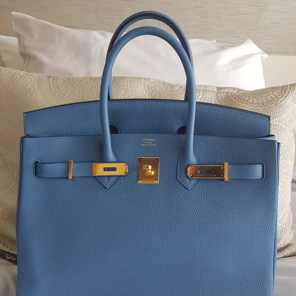 Hermès Birkin 35 Bleu Azur Togo Gold Hardware GHW
