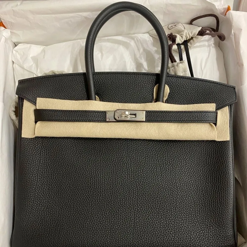 Hermès Birkin 35 Noir (Black) Togo Palladium Hardware PHW
