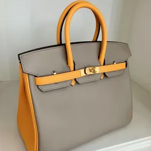 Hermès Birkin HSS 25 Gris Asphalte/Jaune d'Or Swift Brushed Gold Hardware BGHW