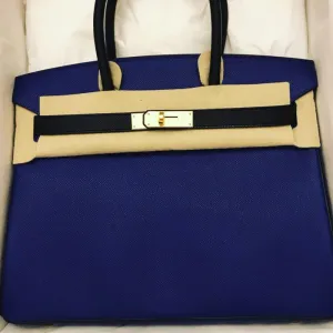 Hermès Birkin HSS 30 Bleu Electrique/Noir (Black) Epsom Gold Hardware GHW