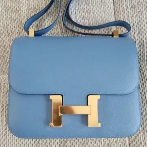 Hermès Constance 24 Bleu Azur Epsom Gold Hardware GHW
