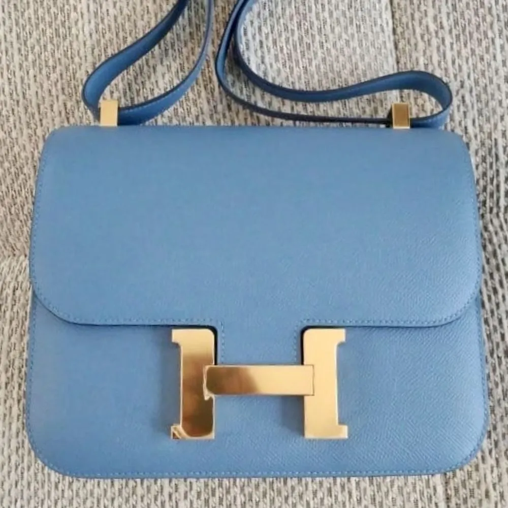 Hermès Constance 24 Bleu Azur Epsom Gold Hardware GHW