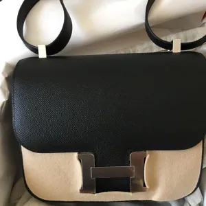 Hermès Constance 24 Noir (Black) Epsom Palladium Hardware PHW