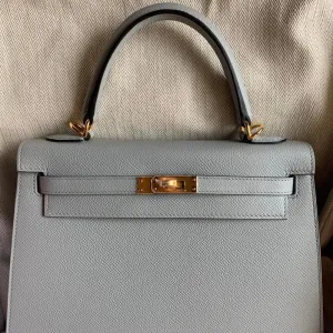 Hermès Kelly 25 Bleu Glacier Sellier Epsom Gold Hardware GHW