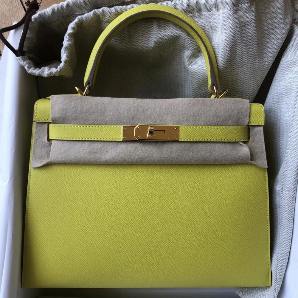 Hermès Kelly 28 Lime Sellier Epsom Gold Hardware GHW