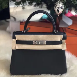 Hermès Kelly 28 Noir (Black) Togo Palladium Hardware PHW