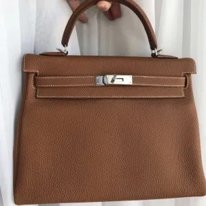 Hermès Kelly 32 Gold Togo Palladium Hardware PHW
