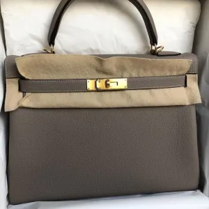 Hermès Kelly 32 Gris Asphalte Togo Gold Hardware GHW